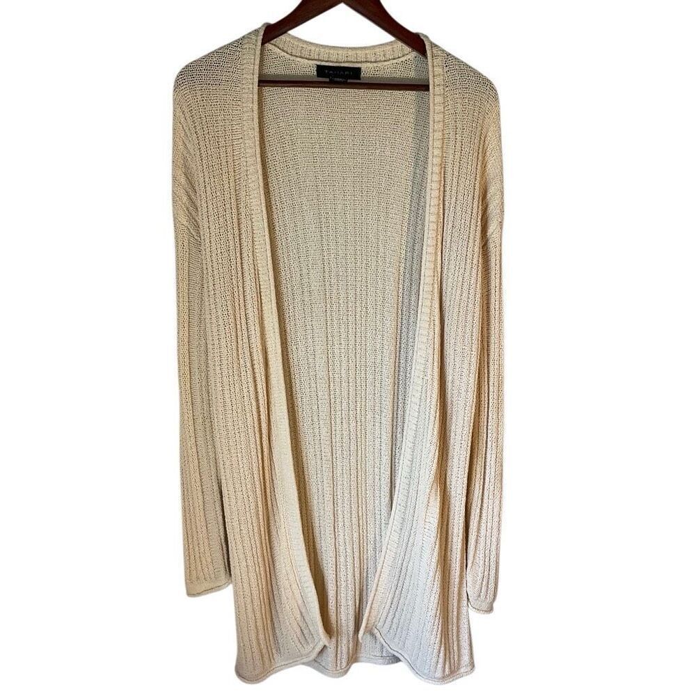 Tahari Long Open Cardigan. Cream. XS. Autumn!